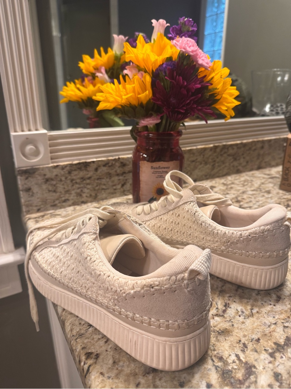 Dolce Vita Cream Woven Platform Sneakers